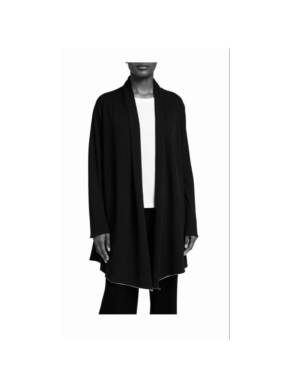 New Frank & Eileen Black Long Open Duster Triple Fleece M/L